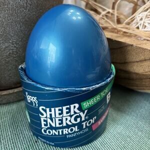 L'eggs Sheer Energy Pantyhose Size B Control Top Sheer Toe Suntan NIP Made USA